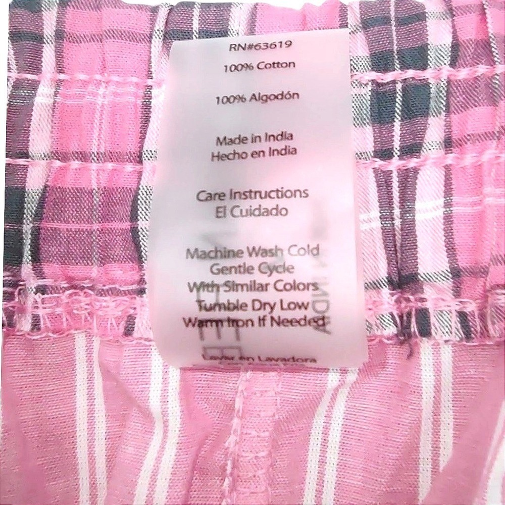 2 Cotton Sleep Shorts Womens (M) Pajama Boxer Pockets Pink Plaid & Pink Striped - Picture 8 of 9
